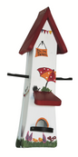 Futterhaus mit Silo - Futtertürmchen Gartenlaube weiß