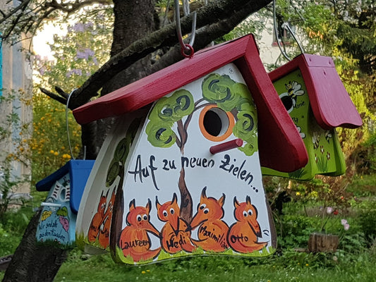 Nistkasten - Nistmini Füchse weiß - personalisiert