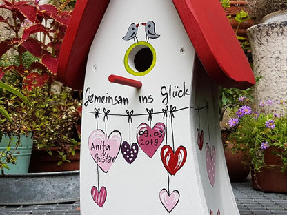 Nistkasten Gemeinsam ins Glück! weiß - personalisiert