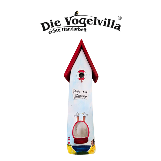 Kombiniertes Vogelhaus - Minivilla 2 Strandlust "Grüße von ..."