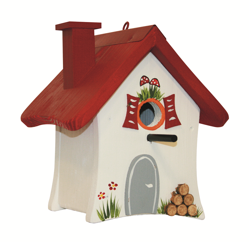 5er Set Vogelhaus Nistkasten "Waldhütte" hängend