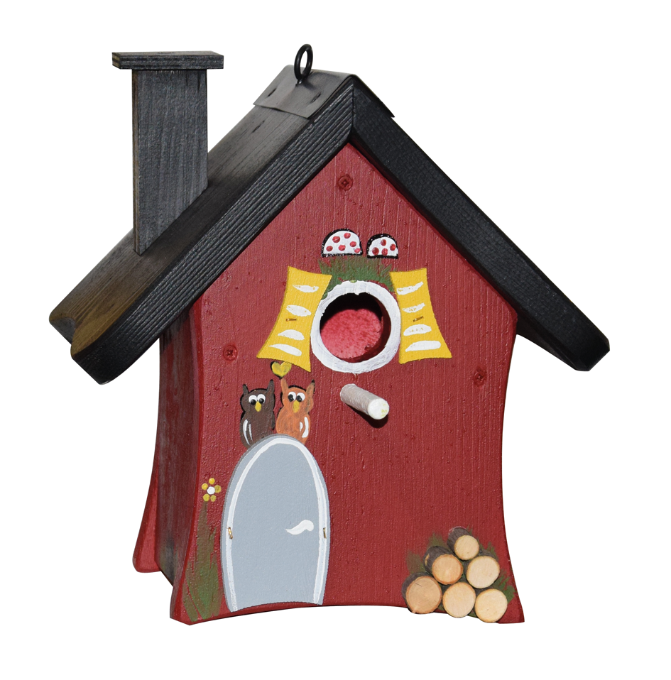 5er Set  Vogelhaus Nistkasten: Waldhütte "Rendezvous" hängend