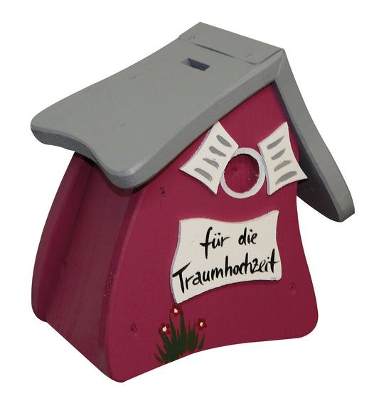 Hausbank Spardose Traumhochzeit himbeer