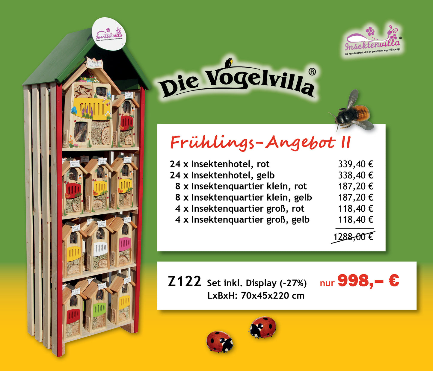 Frühlings- Angebot II Insektendisplay unbemalt