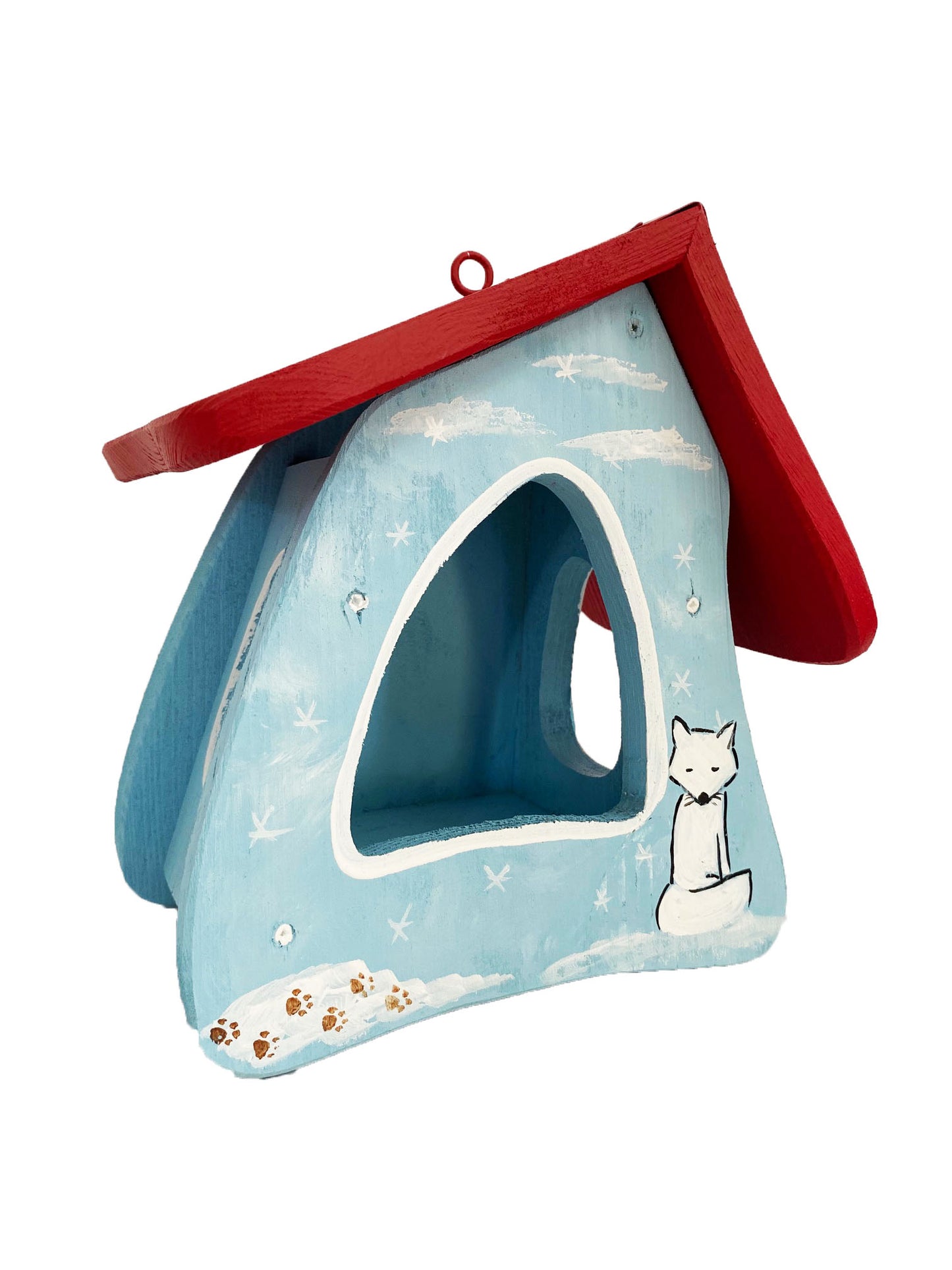 Vogelfutterhaus Futtermini zum Aufhängen Tiere des Eises mit Eisfuchs