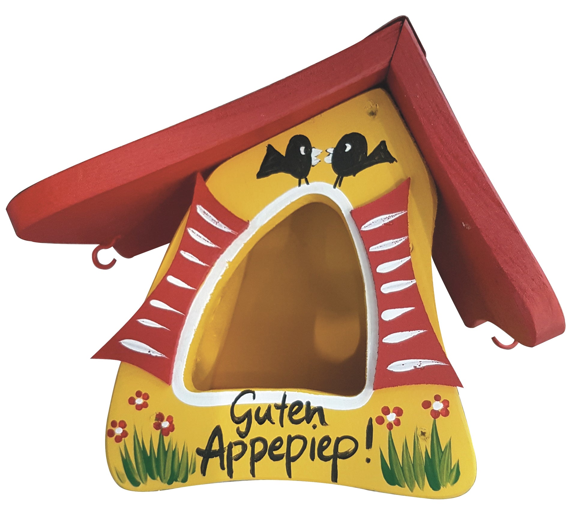 Vogelfutterhaus Futtermini langes Dach Guten Appepiep hängend gelb