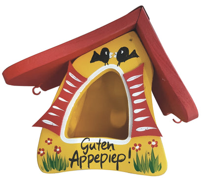 Vogelfutterhaus Futtermini langes Dach Guten Appepiep hängend gelb