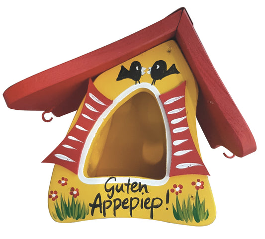 Vogelfutterhaus Futtermini langes Dach Guten Appepiep hängend gelb