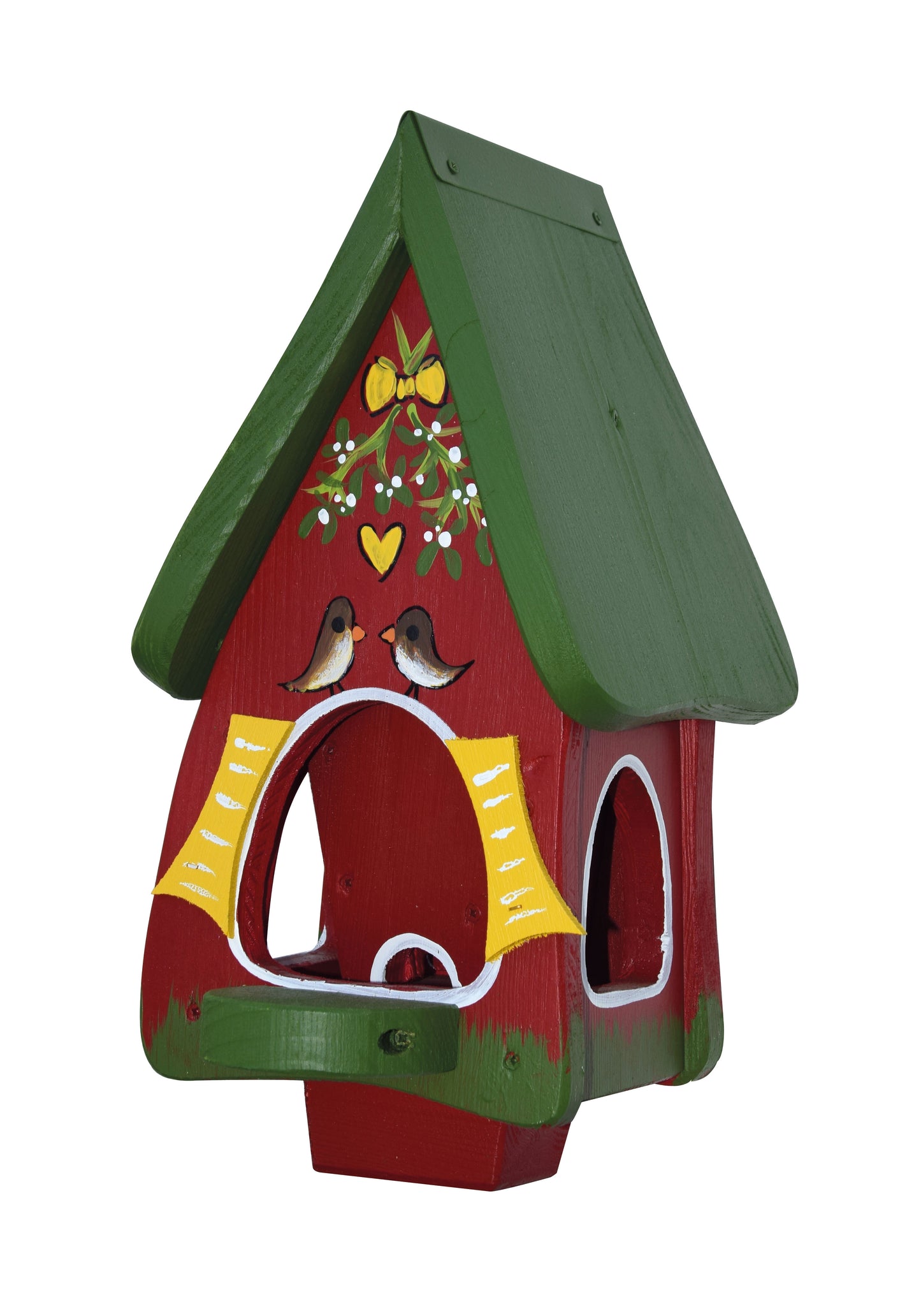 Vogelfutterhaus Futtervilla mit Silo Mistelzweig   rot