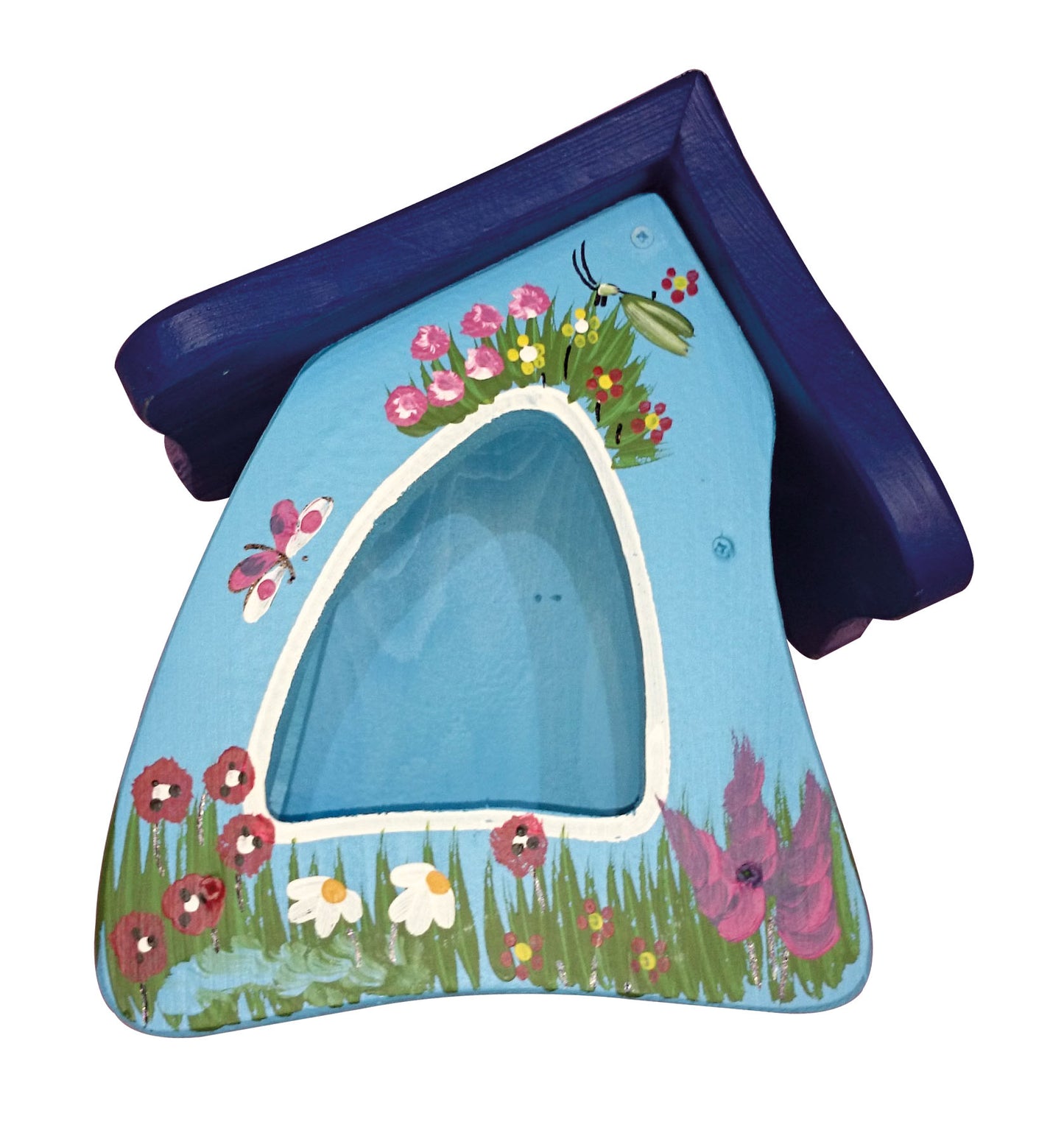 Vogelfutterhaus Futtermini hängend Gartenzauber hellblau