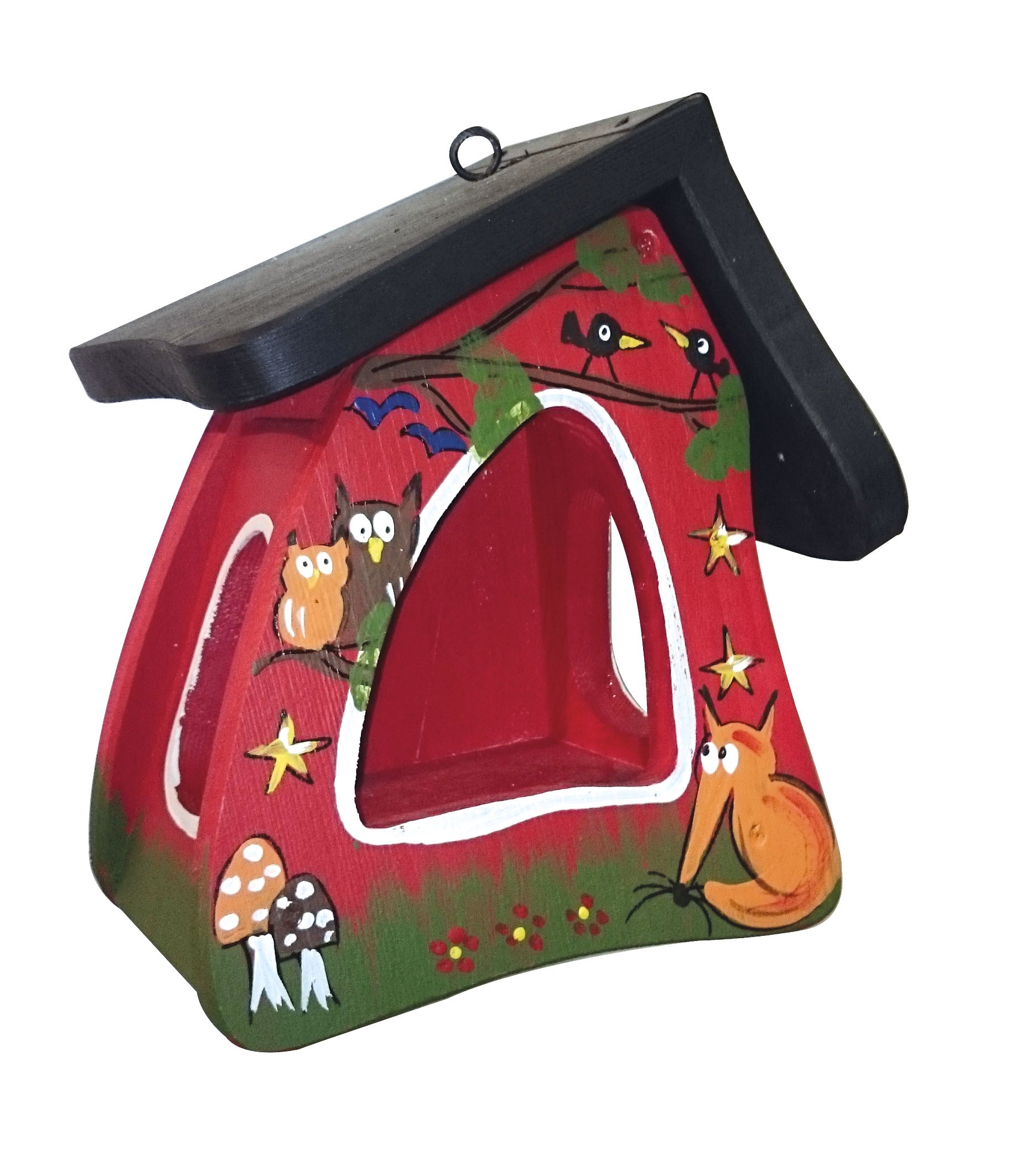 Vogelfutterhaus Futtermini zum Aufhängen Tiere des Waldes rot