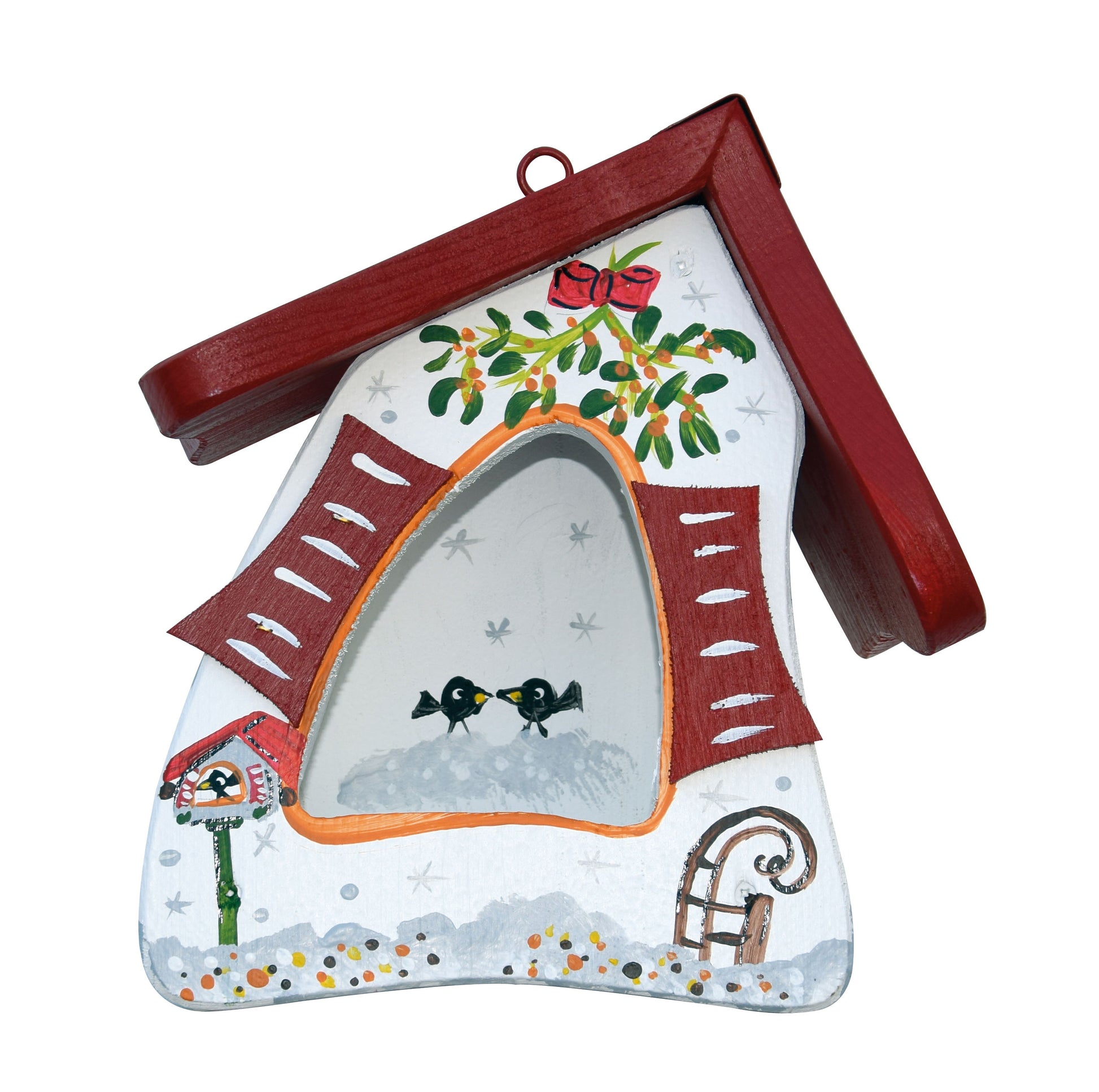 Vogelfutterhaus Futtermini zum Aufhängen Winterzauber weiß