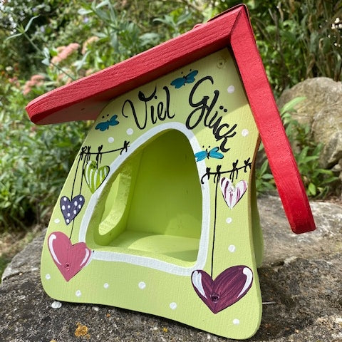 Vogelfutterhaus Futtermini zum Aufhängen Viel Glück mintgrün