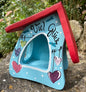 Vogelfutterhaus Futtermini zum Aufhängen Viel Glück hellblau
