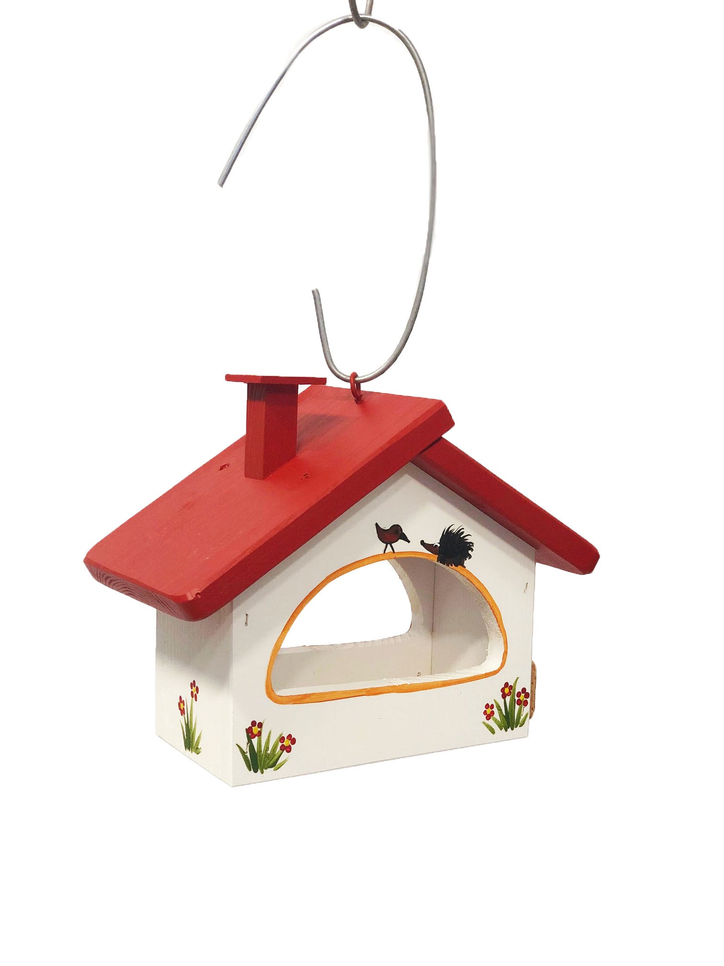 Vogelfutterhaus hängend mit Haken weiß