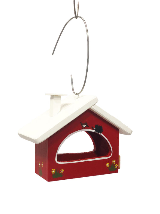 Vogelfutterhaus hängend mit Haken rot