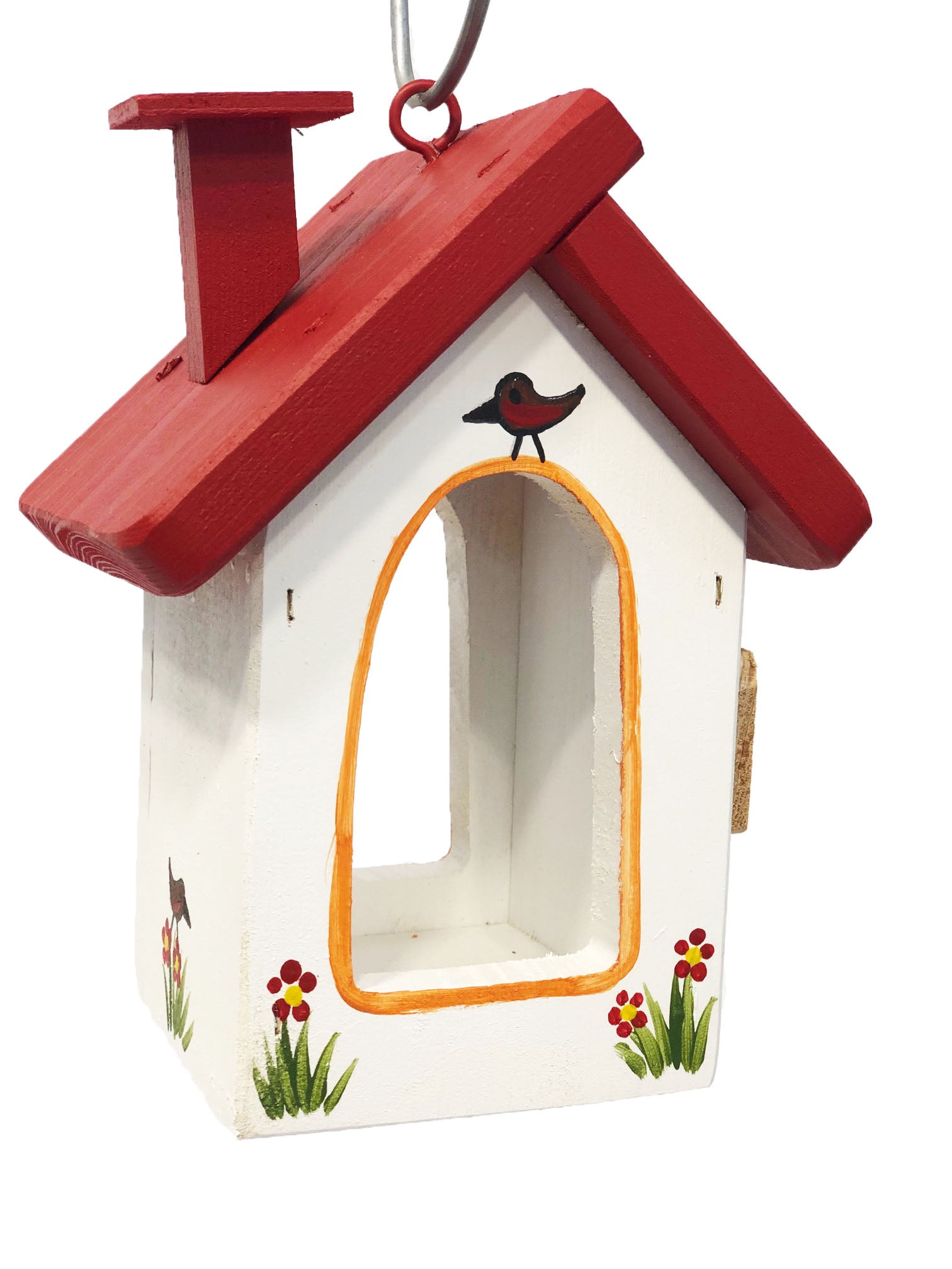 Vogelfutterhaus hängend mit Haken weiß