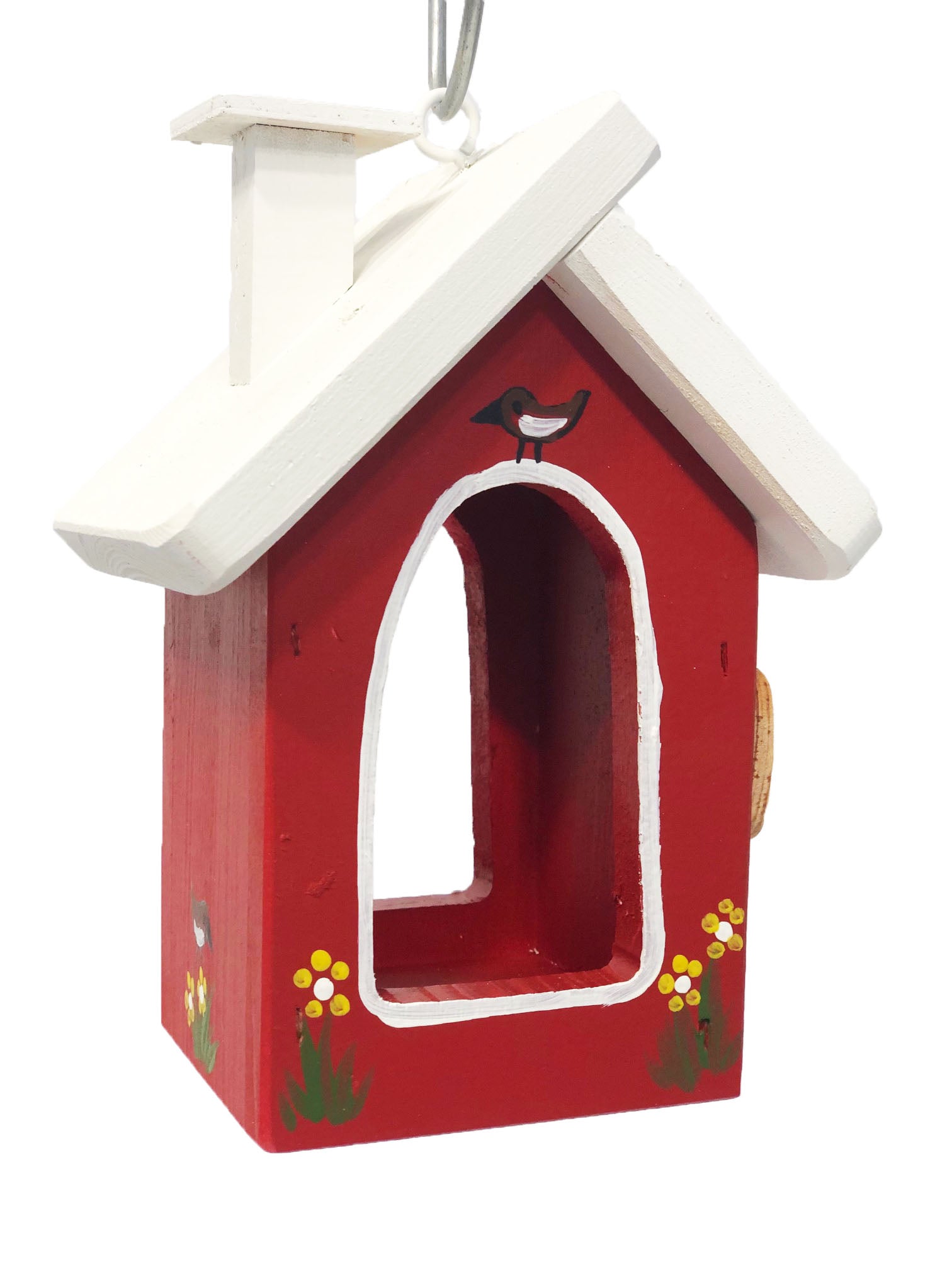 Vogelfutterhaus hängend mit Haken rot
