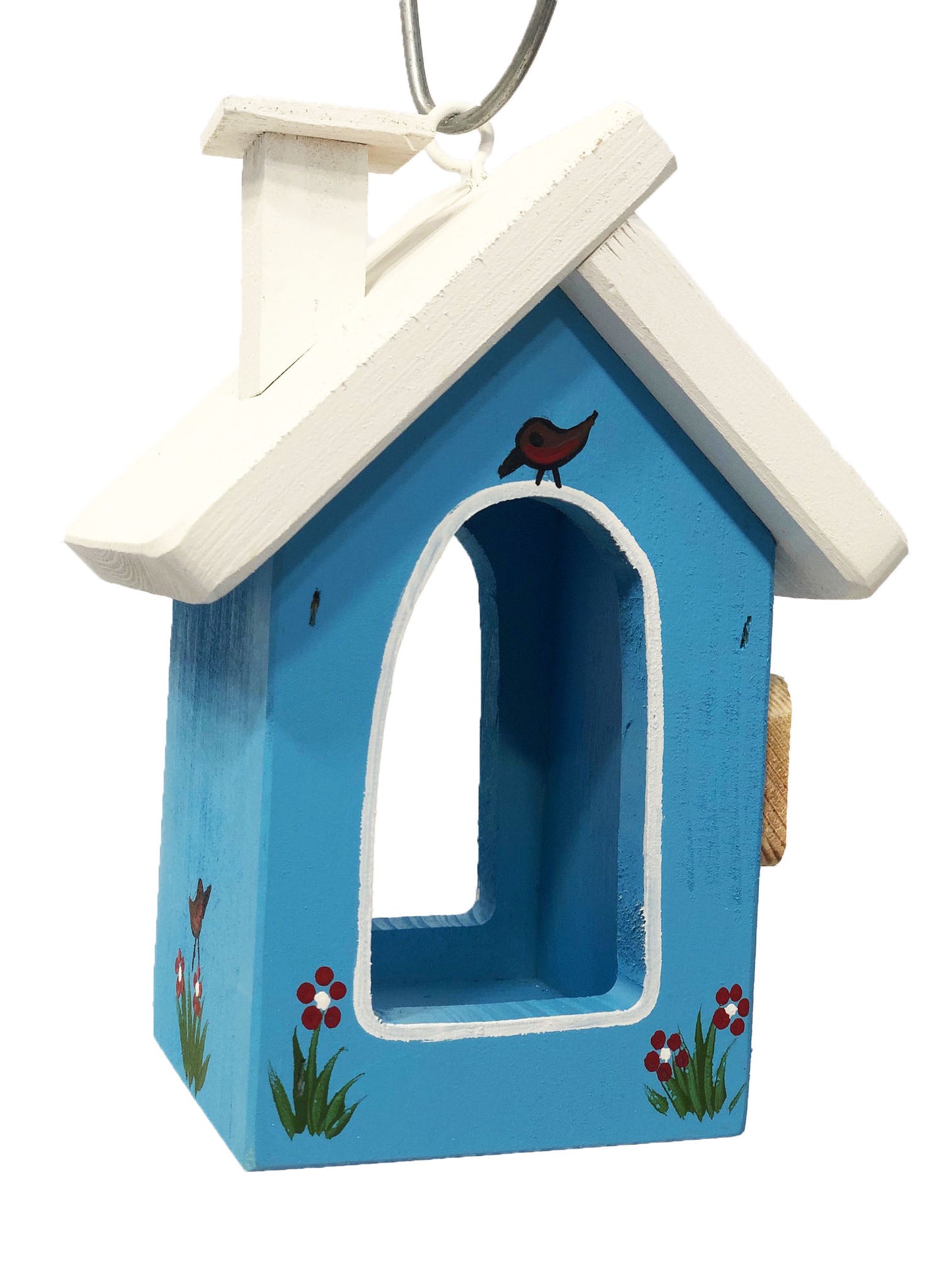 Vogelfutterhaus hängend mit Haken hellblau