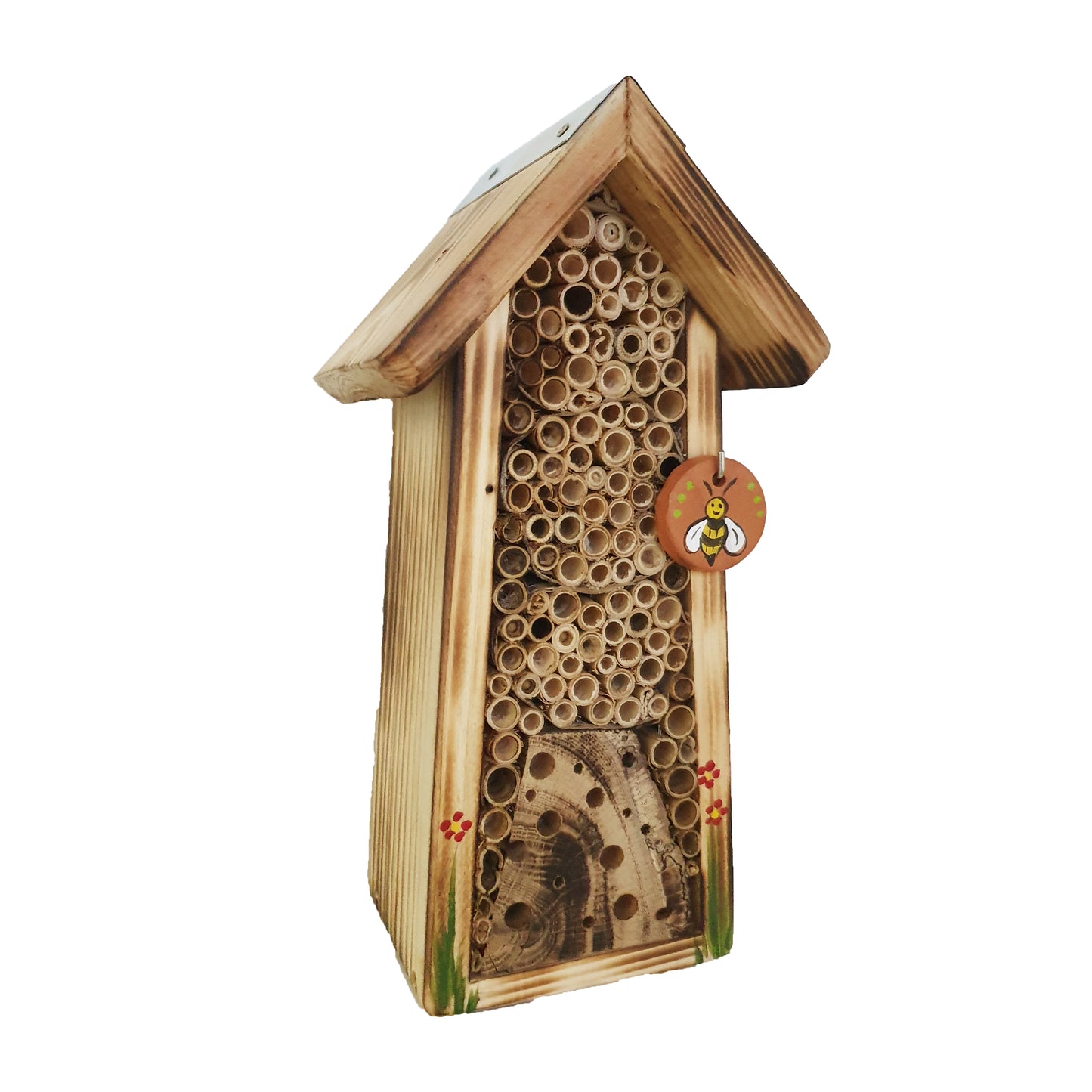 Bee hotel mini rustic with ceramic disc 