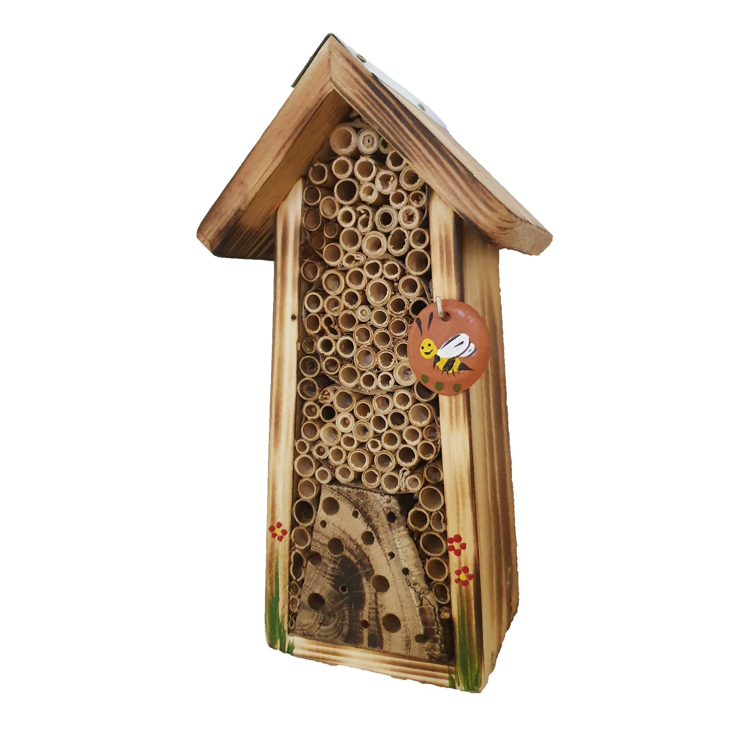 Bee hotel mini rustic with ceramic disc 