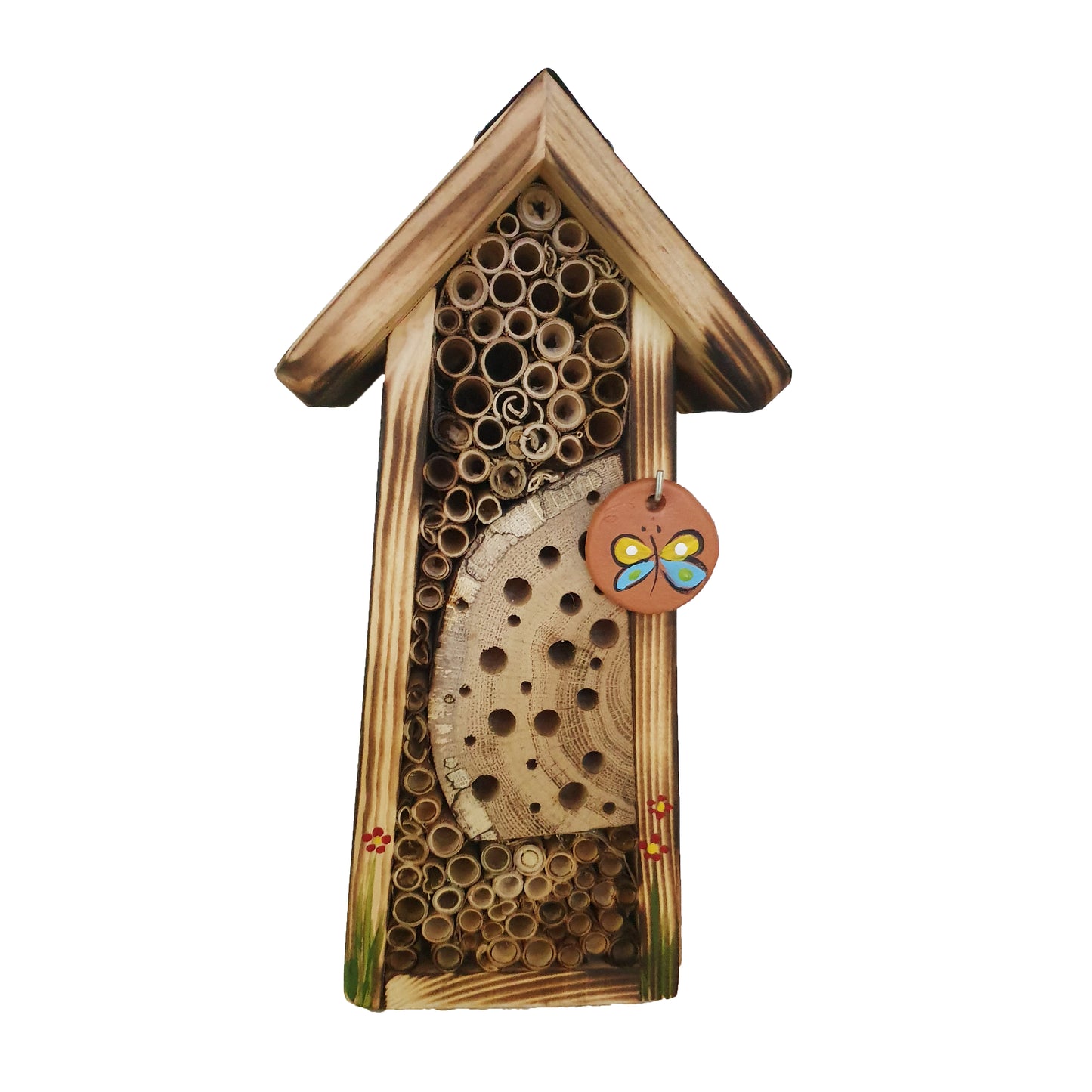 Bee hotel mini rustic with ceramic disc 