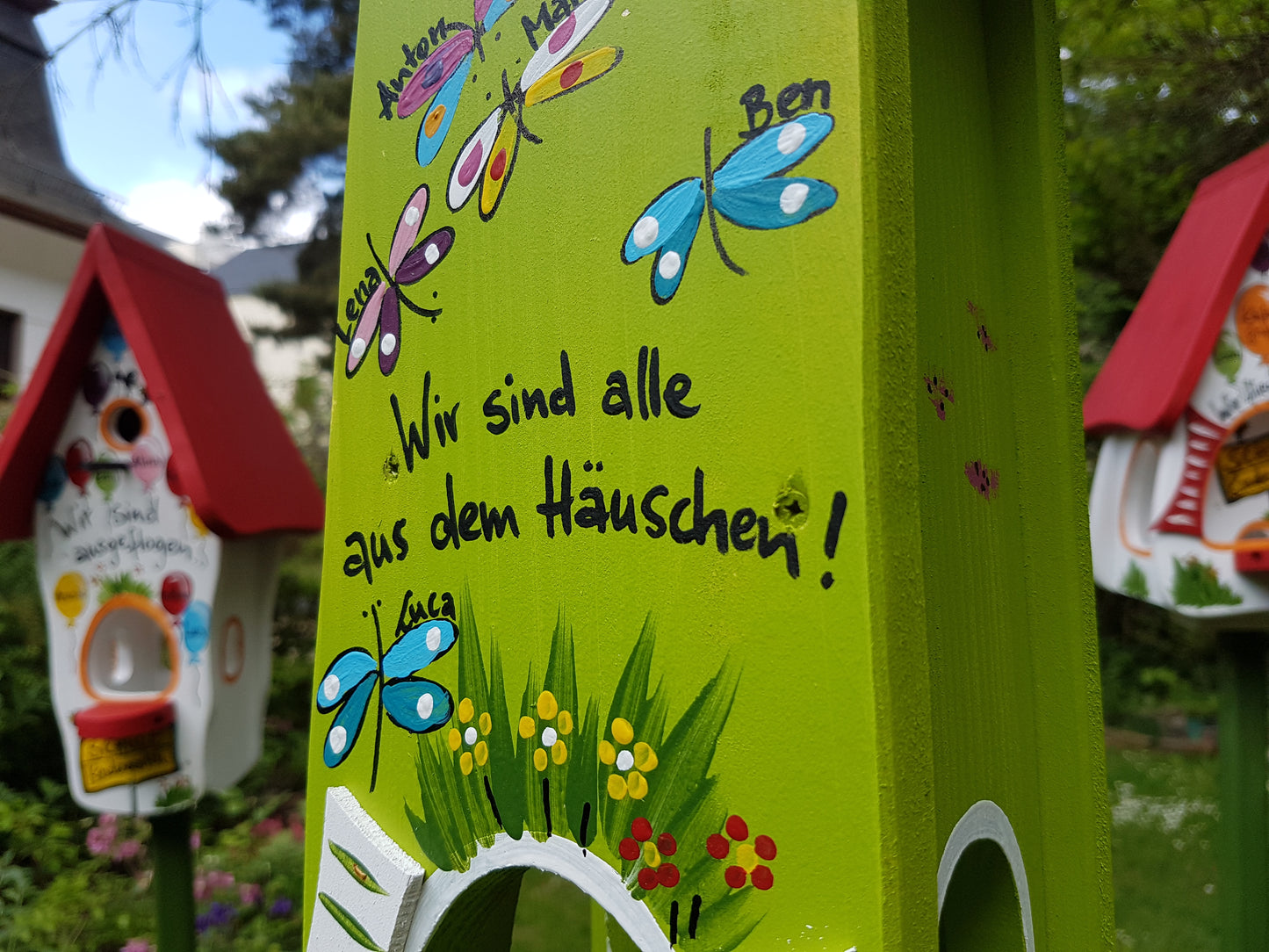 Cadeau d'adieu de maternelle combiné nichoir kiwi | Noms avec des papillons