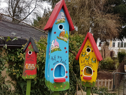Daycare farewell gift - combined birdhouse | gnomes, names &amp; pole for setting up