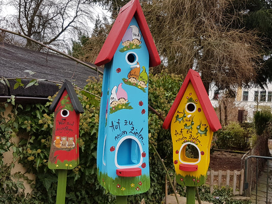 Daycare farewell gift - combined birdhouse | gnomes, names &amp; pole for setting up