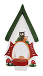 Vogelfutterhaus Futtervilla mit Silo Eulen  weiß