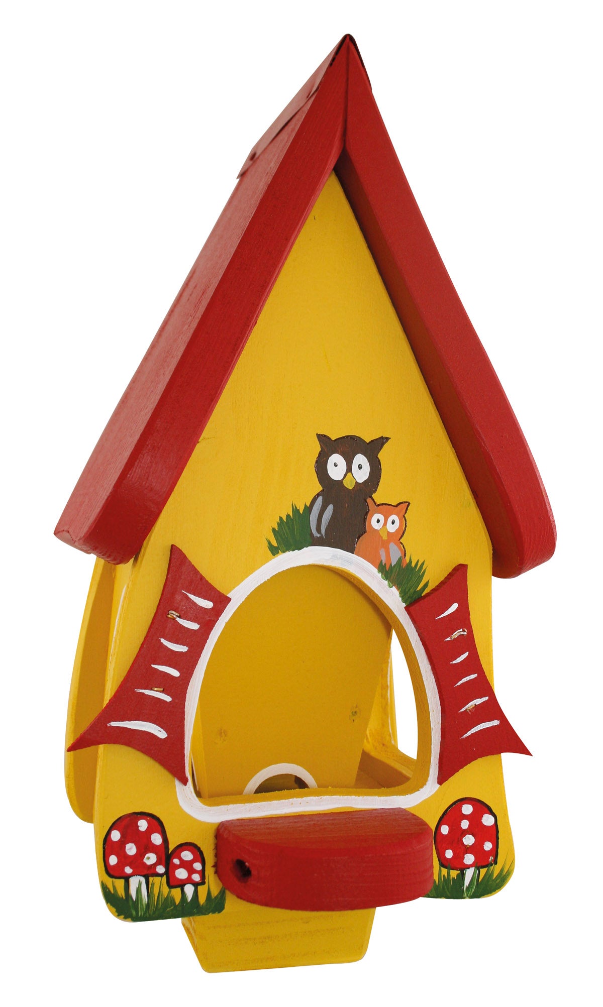 Vogelfutterhaus Futtervilla mit Silo Eulen  gelb