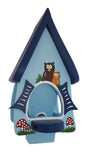 Vogelfutterhaus Futtervilla mit Silo Eulen  hellblau