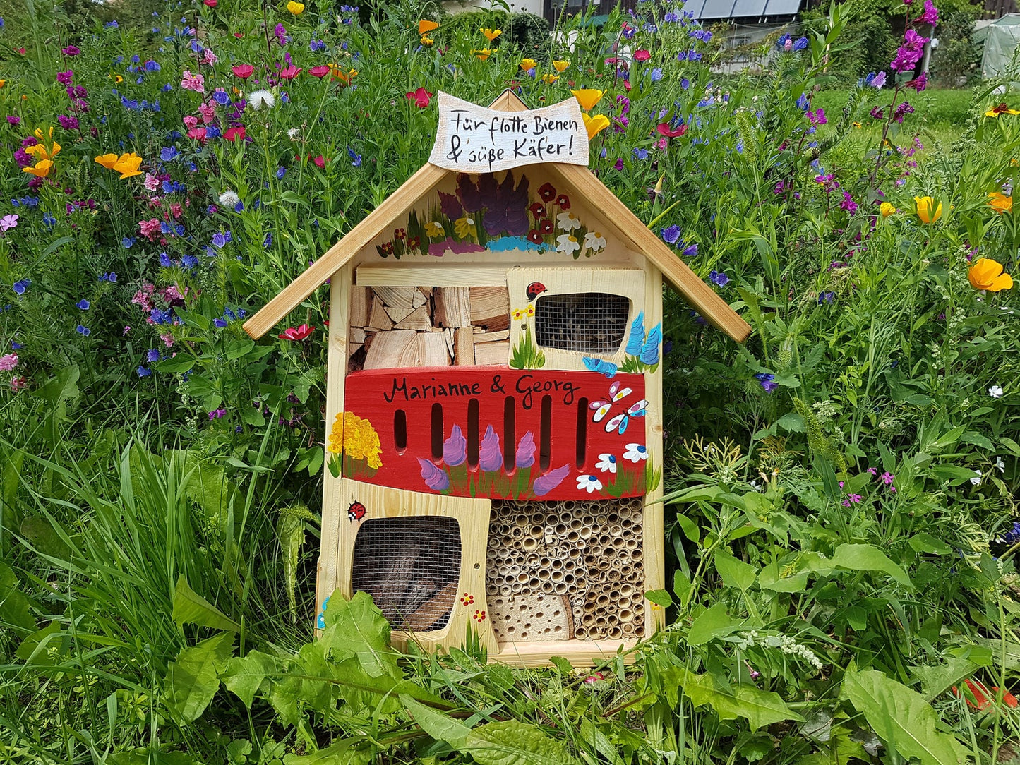 Farewell gift for kindergarten | Red insect hotel | painted with name