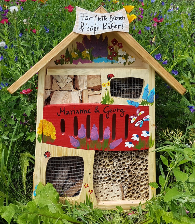 Farewell gift for kindergarten | Red insect hotel | painted with name