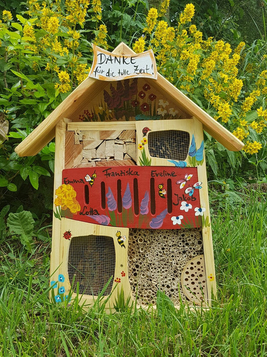 Farewell gift for kindergarten | Red insect hotel | painted with name